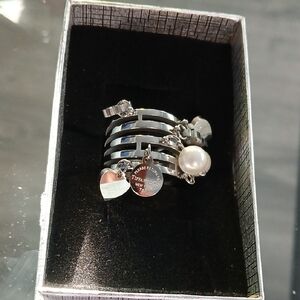 Stainless Silver Silver and Pearl Women's Ring